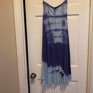 Free People Blue Tie Dye Strapless High Low Dress Size M